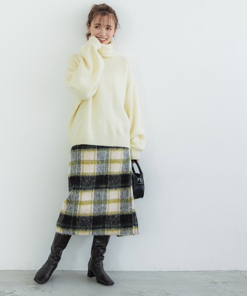 セール】シャギーチェック柄バックスリットスカート（スカート）｜coca