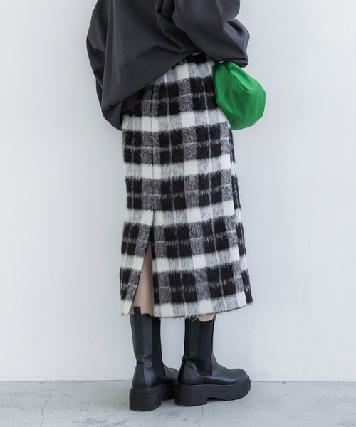 coca（coca）（コカ）の「シャギーチェック柄バックスリットスカート（スカート・レディース・B/A・M/L）」の5枚目の写真