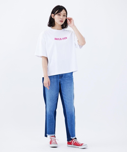 MILKFED.（ミルクフェド）の「BICOLOR DENIM PANTS（デニムパンツ・レディース・ライトブルー/ブラック・S/M）」の14枚目の写真