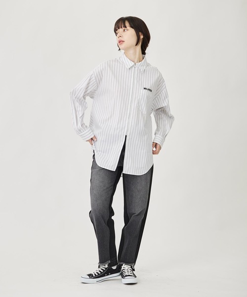 MILKFED.（ミルクフェド）の「BICOLOR DENIM PANTS（デニムパンツ・レディース・ライトブルー/ブラック・S/M）」の7枚目の写真