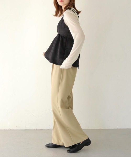 CLEIO（クレイオ）の「【CLEIO】シアーレイヤードジャガードキャミビスチェ/SHEER LAYERED JACQUARD CAMI BUSTIER/940-11607（キャミソール・レディース・ブラック/アイボリー・FREE）」の4枚目の写真