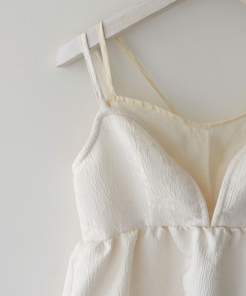 CLEIO（クレイオ）の「【CLEIO】シアーレイヤードジャガードキャミビスチェ/SHEER LAYERED JACQUARD CAMI BUSTIER/940-11607（キャミソール・レディース・ブラック/アイボリー・FREE）」の7枚目の写真