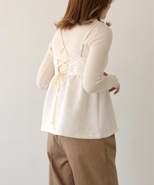 CLEIO（クレイオ）の「【CLEIO】シアーレイヤードジャガードキャミビスチェ/SHEER LAYERED JACQUARD CAMI BUSTIER/940-11607（キャミソール・レディース・ブラック/アイボリー・FREE）」の19枚目の写真