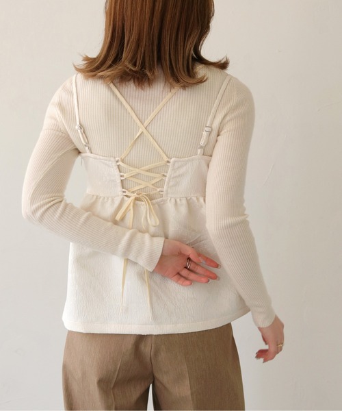 CLEIO（クレイオ）の「【CLEIO】シアーレイヤードジャガードキャミビスチェ/SHEER LAYERED JACQUARD CAMI BUSTIER/940-11607（キャミソール・レディース・ブラック/アイボリー・FREE）」の20枚目の写真