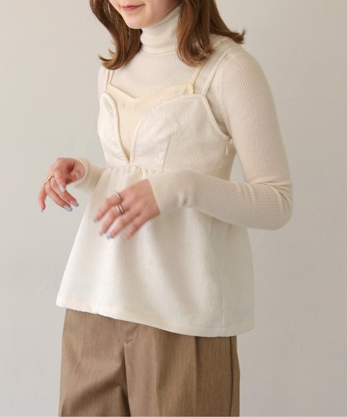 CLEIO（クレイオ）の「【CLEIO】シアーレイヤードジャガードキャミビスチェ/SHEER LAYERED JACQUARD CAMI BUSTIER/940-11607（キャミソール・レディース・ブラック/アイボリー・FREE）」の16枚目の写真