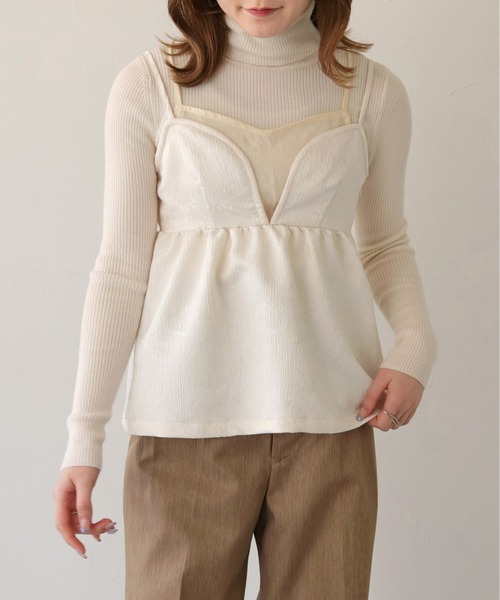 CLEIO（クレイオ）の「【CLEIO】シアーレイヤードジャガードキャミビスチェ/SHEER LAYERED JACQUARD CAMI BUSTIER/940-11607（キャミソール・レディース・ブラック/アイボリー・FREE）」の13枚目の写真