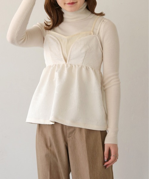 CLEIO（クレイオ）の「【CLEIO】シアーレイヤードジャガードキャミビスチェ/SHEER LAYERED JACQUARD CAMI BUSTIER/940-11607（キャミソール・レディース・ブラック/アイボリー・FREE）」の15枚目の写真