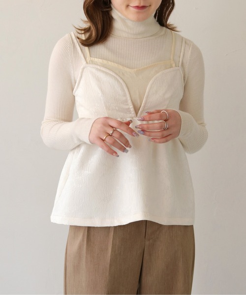 CLEIO（クレイオ）の「【CLEIO】シアーレイヤードジャガードキャミビスチェ/SHEER LAYERED JACQUARD CAMI BUSTIER/940-11607（キャミソール・レディース・ブラック/アイボリー・FREE）」の14枚目の写真