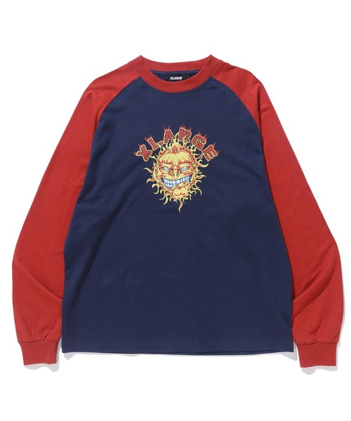 XLARGE(エクストララージ)の「FLAME RAGLAN L/S TEE(Tシャツ/カットソー・メンズ・ネイビー/レッド/ブラック・M/L/S/XL)」の1枚目の写真