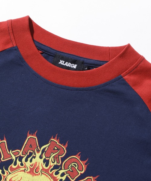 XLARGE(エクストララージ)の「FLAME RAGLAN L/S TEE(Tシャツ/カットソー・メンズ・ネイビー/レッド/ブラック・M/L/S/XL)」の5枚目の写真