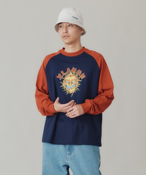 XLARGE(エクストララージ)の「FLAME RAGLAN L/S TEE(Tシャツ/カットソー・メンズ・ネイビー/レッド/ブラック・M/L/S/XL)」の8枚目の写真