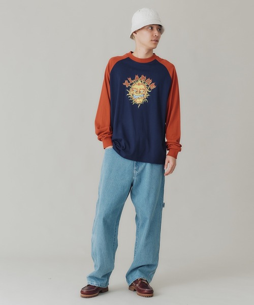 XLARGE(エクストララージ)の「FLAME RAGLAN L/S TEE(Tシャツ/カットソー・メンズ・ネイビー/レッド/ブラック・M/L/S/XL)」の9枚目の写真