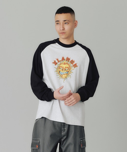 XLARGE(エクストララージ)の「FLAME RAGLAN L/S TEE(Tシャツ/カットソー・メンズ・ネイビー/レッド/ブラック・M/L/S/XL)」の10枚目の写真