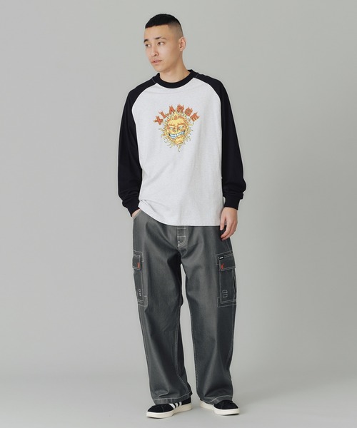XLARGE(エクストララージ)の「FLAME RAGLAN L/S TEE(Tシャツ/カットソー・メンズ・ネイビー/レッド/ブラック・M/L/S/XL)」の13枚目の写真