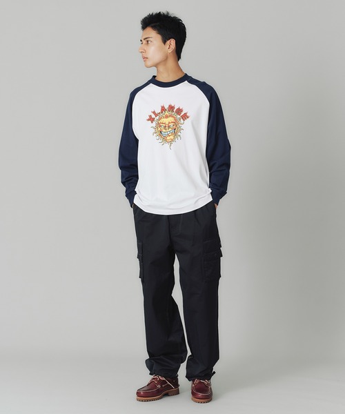 XLARGE(エクストララージ)の「FLAME RAGLAN L/S TEE(Tシャツ/カットソー・メンズ・ネイビー/レッド/ブラック・M/L/S/XL)」の15枚目の写真