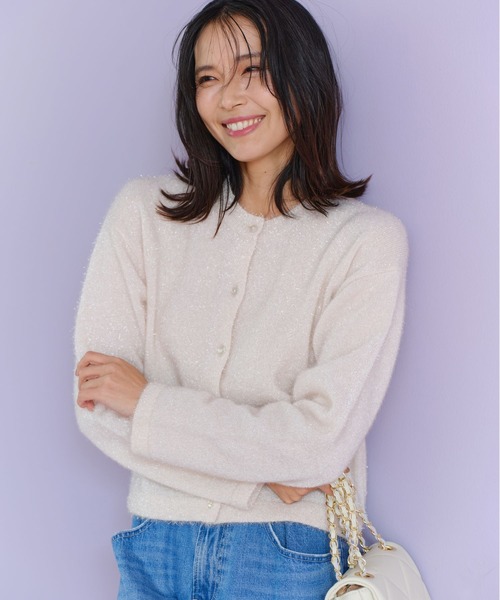 BARNYARDSTORM（バンヤードストーム）の「BARNYARDSTORM / ラメニットカーディガン（ニット/セーター・レディース・グレー/オフホワイト・0/1）」の6枚目の写真