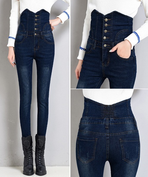 Miniministore(ミニミニストア)の「韓国デニム ハイウエスト スキニーパンツ(デニムパンツ・レディース・サックスブルー/インディゴブルー/ブラック・27/28/29)」の17枚目の写真