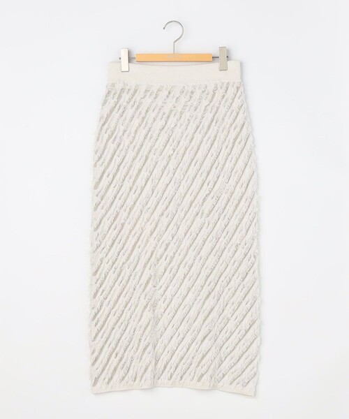 NOLLEY’S Sophi（ノーリーズソフィ）の「《手洗い可能》《セットアップ対応》ラメシアー斜めフリンジタイトニットスカート（スカート・レディース・ダークネイビー/シルバー・FREE）」の11枚目の写真