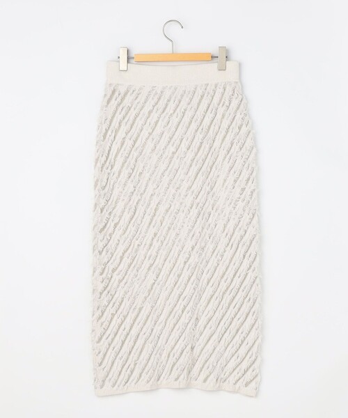 NOLLEY’S Sophi（ノーリーズソフィ）の「《手洗い可能》《セットアップ対応》ラメシアー斜めフリンジタイトニットスカート（スカート・レディース・ダークネイビー/シルバー・FREE）」の12枚目の写真