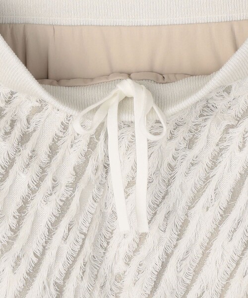 NOLLEY’S Sophi（ノーリーズソフィ）の「《手洗い可能》《セットアップ対応》ラメシアー斜めフリンジタイトニットスカート（スカート・レディース・ダークネイビー/シルバー・FREE）」の15枚目の写真