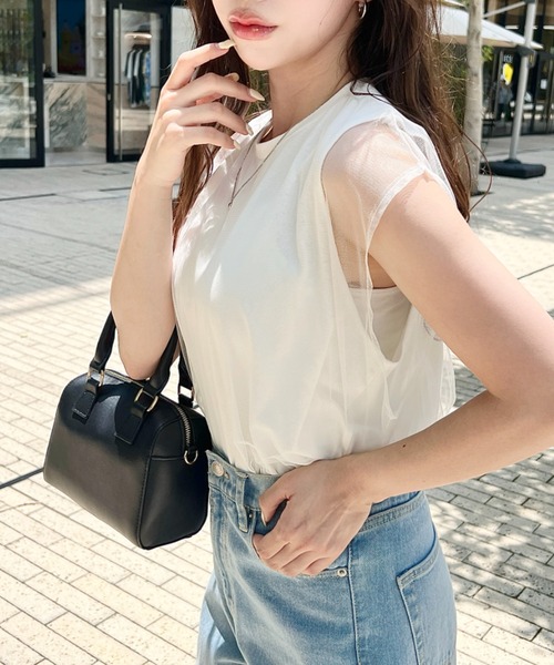 tシャツ チュールレイヤードノースリーブ582341 レディース チュールレイヤードノースリーブ582341（Tシャツ/カットソー