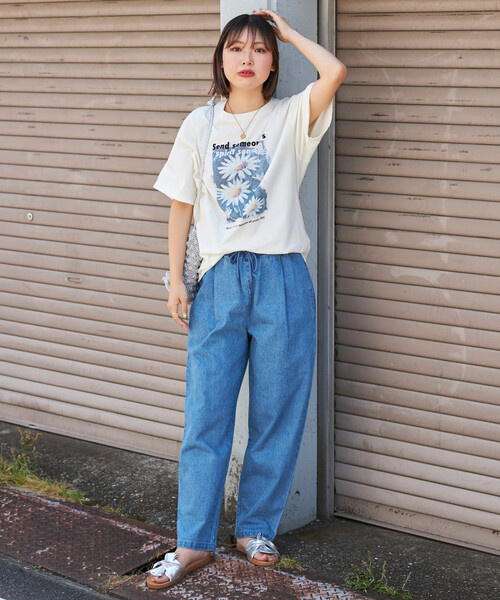 FREAK'S STORE(フリークスストア)の「シェフパンツ/イージーパンツ(デニムパンツ・レディース・レオパード/サックスブルー/ナチュラル/グリーン/チャコール/ブラック/ダークグレー・MEDIUM/X-SMALL/SMALL)」の15枚目の写真