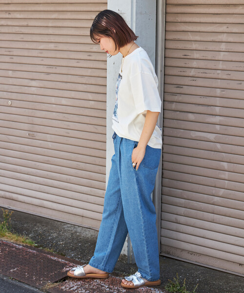 FREAK'S STORE(フリークスストア)の「シェフパンツ/イージーパンツ(デニムパンツ・レディース・レオパード/サックスブルー/ナチュラル/グリーン/チャコール/ブラック/ダークグレー・MEDIUM/X-SMALL/SMALL)」の16枚目の写真