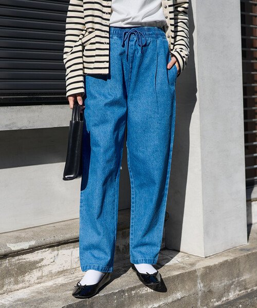 FREAK'S STORE(フリークスストア)の「シェフパンツ/イージーパンツ(デニムパンツ・レディース・レオパード/サックスブルー/ナチュラル/グリーン/チャコール/ブラック/ダークグレー・MEDIUM/X-SMALL/SMALL)」の20枚目の写真