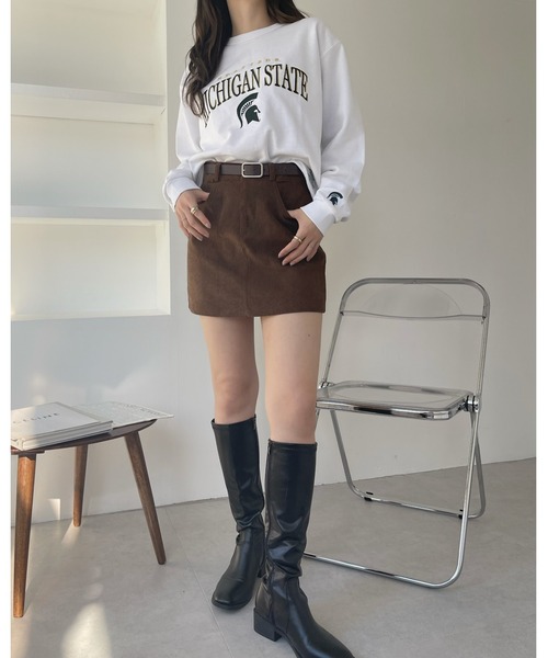 Ada.(エイダ)の「ベルト付き コーデュロイ ミニスカート(スカート・レディース・チャコール/ブラック/ブラウン・M/L)」の10枚目の写真
