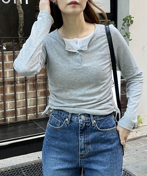 3.3 Field Trip (3.3フィールドトリップ)の「3.3 Field Trip/レイヤードトップス 2995685(Tシャツ/カットソー・レディース・ブラック/グレー・FREE)」の2枚目の写真