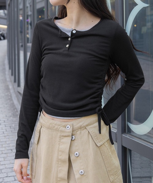 3.3 Field Trip (3.3フィールドトリップ)の「3.3 Field Trip/レイヤードトップス 2995685(Tシャツ/カットソー・レディース・ブラック/グレー・FREE)」の1枚目の写真