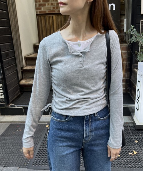 3.3 Field Trip (3.3フィールドトリップ)の「3.3 Field Trip/レイヤードトップス 2995685(Tシャツ/カットソー・レディース・ブラック/グレー・FREE)」の4枚目の写真