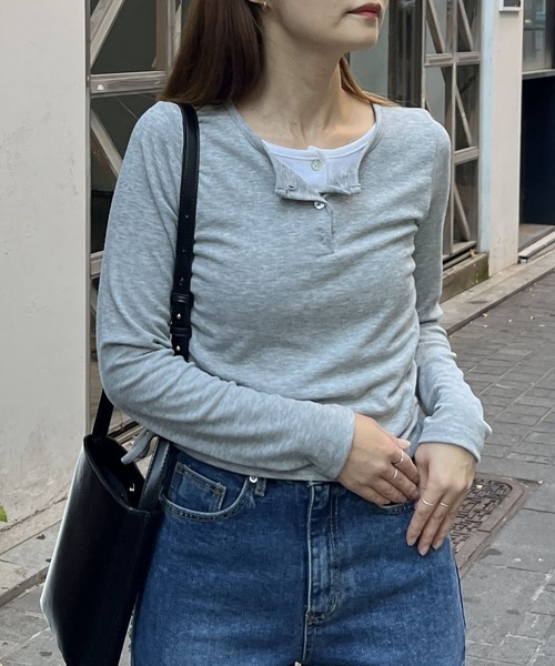 3.3 Field Trip (3.3フィールドトリップ)の「3.3 Field Trip/レイヤードトップス 2995685(Tシャツ/カットソー・レディース・ブラック/グレー・FREE)」の7枚目の写真