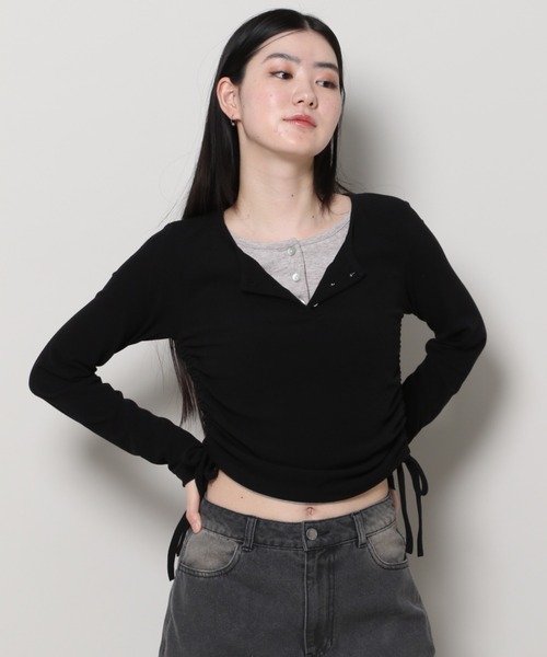 3.3 Field Trip (3.3フィールドトリップ)の「3.3 Field Trip/レイヤードトップス 2995685(Tシャツ/カットソー・レディース・ブラック/グレー・FREE)」の11枚目の写真