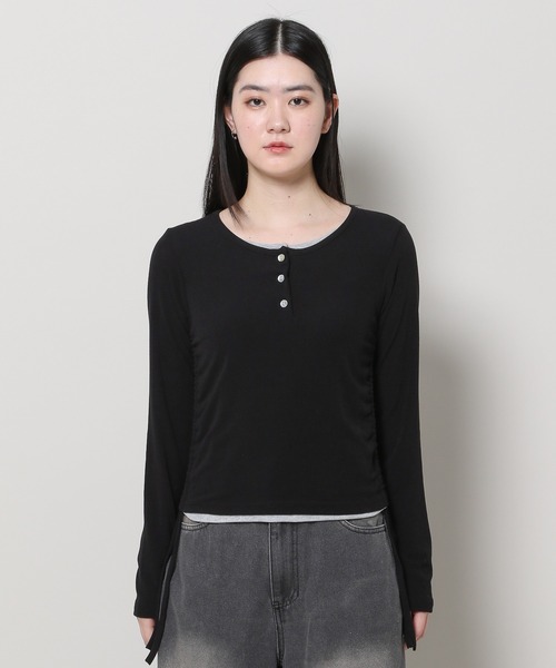 3.3 Field Trip (3.3フィールドトリップ)の「3.3 Field Trip/レイヤードトップス 2995685(Tシャツ/カットソー・レディース・ブラック/グレー・FREE)」の15枚目の写真