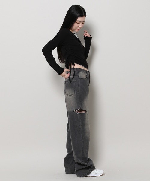 3.3 Field Trip (3.3フィールドトリップ)の「3.3 Field Trip/レイヤードトップス 2995685(Tシャツ/カットソー・レディース・ブラック/グレー・FREE)」の10枚目の写真