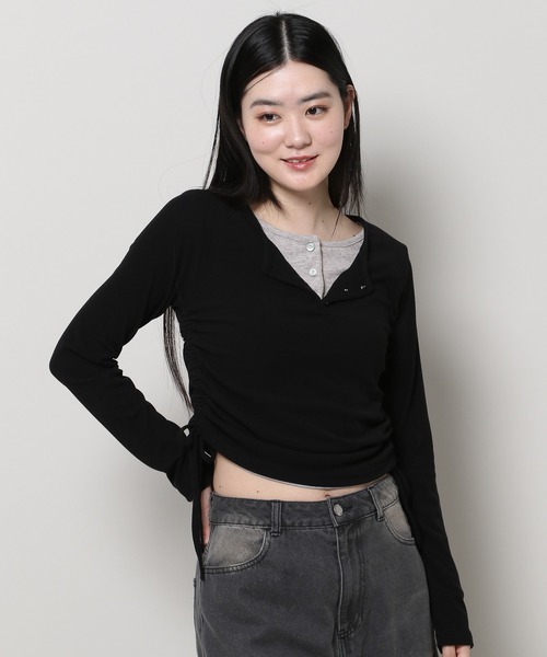 3.3 Field Trip (3.3フィールドトリップ)の「3.3 Field Trip/レイヤードトップス 2995685(Tシャツ/カットソー・レディース・ブラック/グレー・FREE)」の12枚目の写真