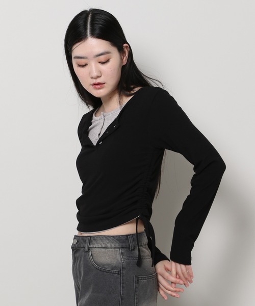 3.3 Field Trip (3.3フィールドトリップ)の「3.3 Field Trip/レイヤードトップス 2995685(Tシャツ/カットソー・レディース・ブラック/グレー・FREE)」の13枚目の写真