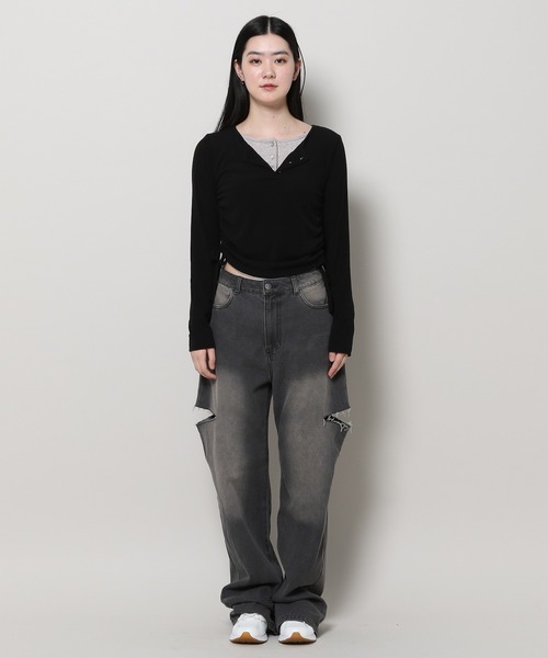 3.3 Field Trip (3.3フィールドトリップ)の「3.3 Field Trip/レイヤードトップス 2995685(Tシャツ/カットソー・レディース・ブラック/グレー・FREE)」の16枚目の写真