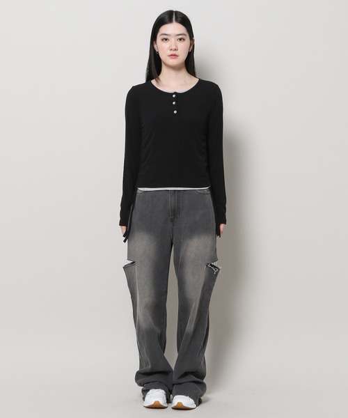 3.3 Field Trip (3.3フィールドトリップ)の「3.3 Field Trip/レイヤードトップス 2995685(Tシャツ/カットソー・レディース・ブラック/グレー・FREE)」の14枚目の写真