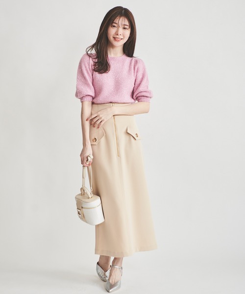 31 Sons de mode（トランテアン　ソン　ドゥ　モード）の「フロントジップタイトスカート（スカート・レディース・グリーン/オレンジ/ベージュ/ブラウン・38/36）」の6枚目の写真