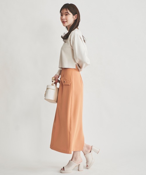 31 Sons de mode（トランテアン　ソン　ドゥ　モード）の「フロントジップタイトスカート（スカート・レディース・グリーン/オレンジ/ベージュ/ブラウン・38/36）」の22枚目の写真