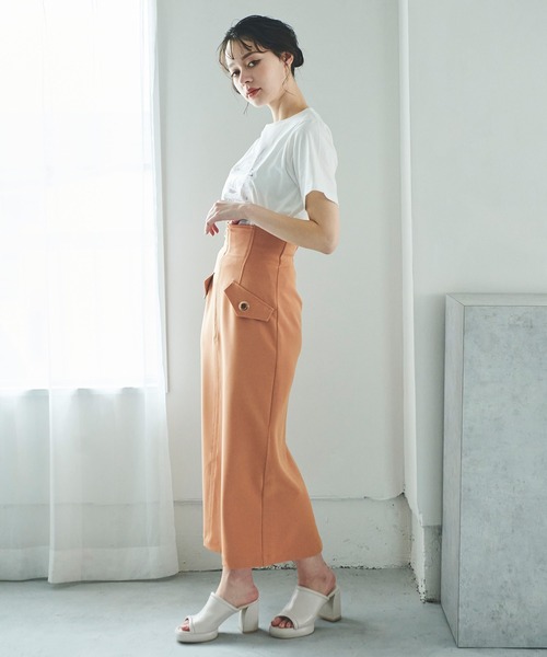 31 Sons de mode（トランテアン　ソン　ドゥ　モード）の「フロントジップタイトスカート（スカート・レディース・グリーン/オレンジ/ベージュ/ブラウン・38/36）」の14枚目の写真