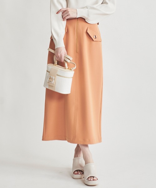 31 Sons de mode（トランテアン　ソン　ドゥ　モード）の「フロントジップタイトスカート（スカート・レディース・グリーン/オレンジ/ベージュ/ブラウン・38/36）」の18枚目の写真