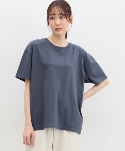 Honeys（ハニーズ）の「きれいめＴシャツ（Tシャツ/カットソー・レディース・イエロー/グリーン/オフホワイト/ブラック/スミクロ/グレイッシュベージュ/ダークブルー/モカ・LL/3L/SS/S/M/L）」の7枚目の写真