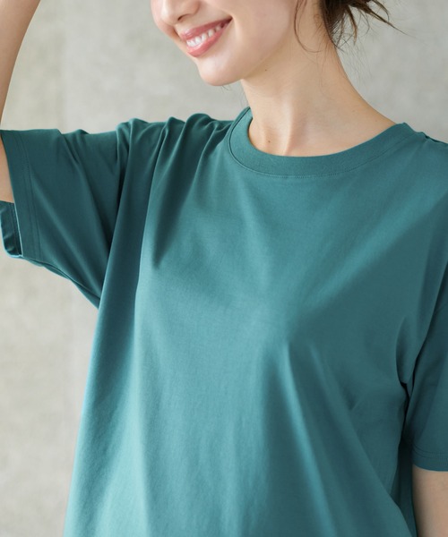 Honeys（ハニーズ）の「きれいめＴシャツ（Tシャツ/カットソー・レディース・イエロー/グリーン/オフホワイト/ブラック/スミクロ/グレイッシュベージュ/ダークブルー/モカ・LL/3L/SS/S/M/L）」の16枚目の写真