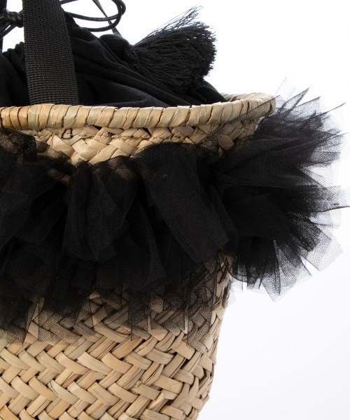 kakatoo（カカトゥ）の「カカトゥ kakatoo / チュールフリンジカゴバッグ（かごバッグ・レディース・グレー/ブラック/イエロー・FREE）」の12枚目の写真