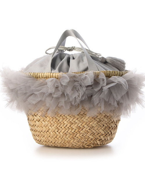 kakatoo（カカトゥ）の「カカトゥ kakatoo / チュールフリンジカゴバッグ（かごバッグ・レディース・グレー/ブラック/イエロー・FREE）」の14枚目の写真