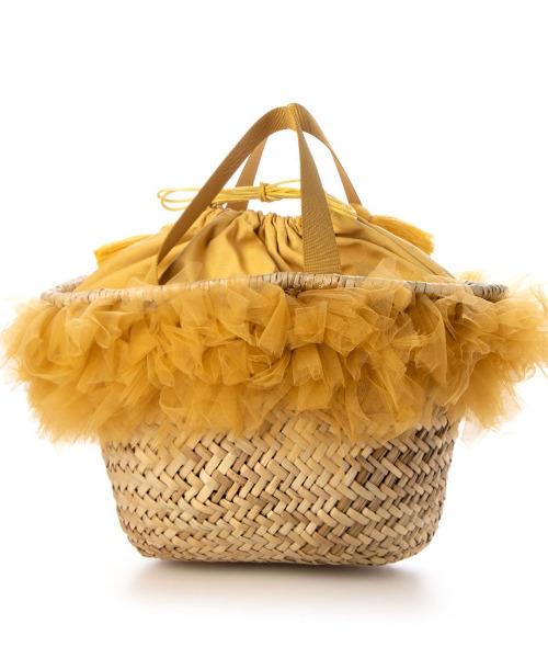 kakatoo（カカトゥ）の「カカトゥ kakatoo / チュールフリンジカゴバッグ（かごバッグ・レディース・グレー/ブラック/イエロー・FREE）」の5枚目の写真