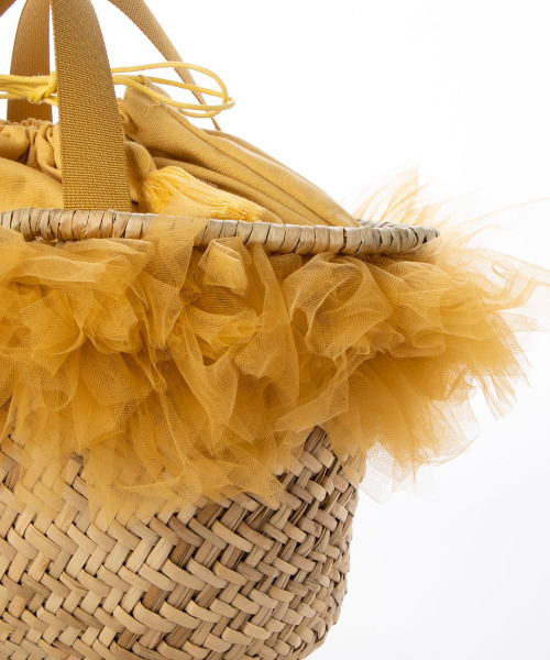 kakatoo（カカトゥ）の「カカトゥ kakatoo / チュールフリンジカゴバッグ（かごバッグ・レディース・グレー/ブラック/イエロー・FREE）」の8枚目の写真